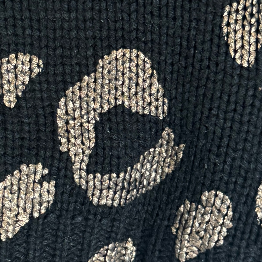 Leopard Print Black and Metallic Tan Oversize Sweater - Picture 3 of 5